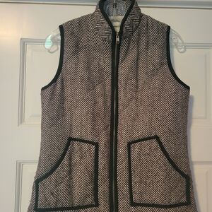 Women's Black and White Herringbone Vest